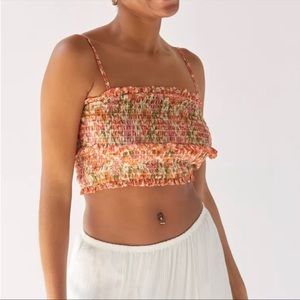 Urban Outfitters Glamorous floral ruffle smocked tank top